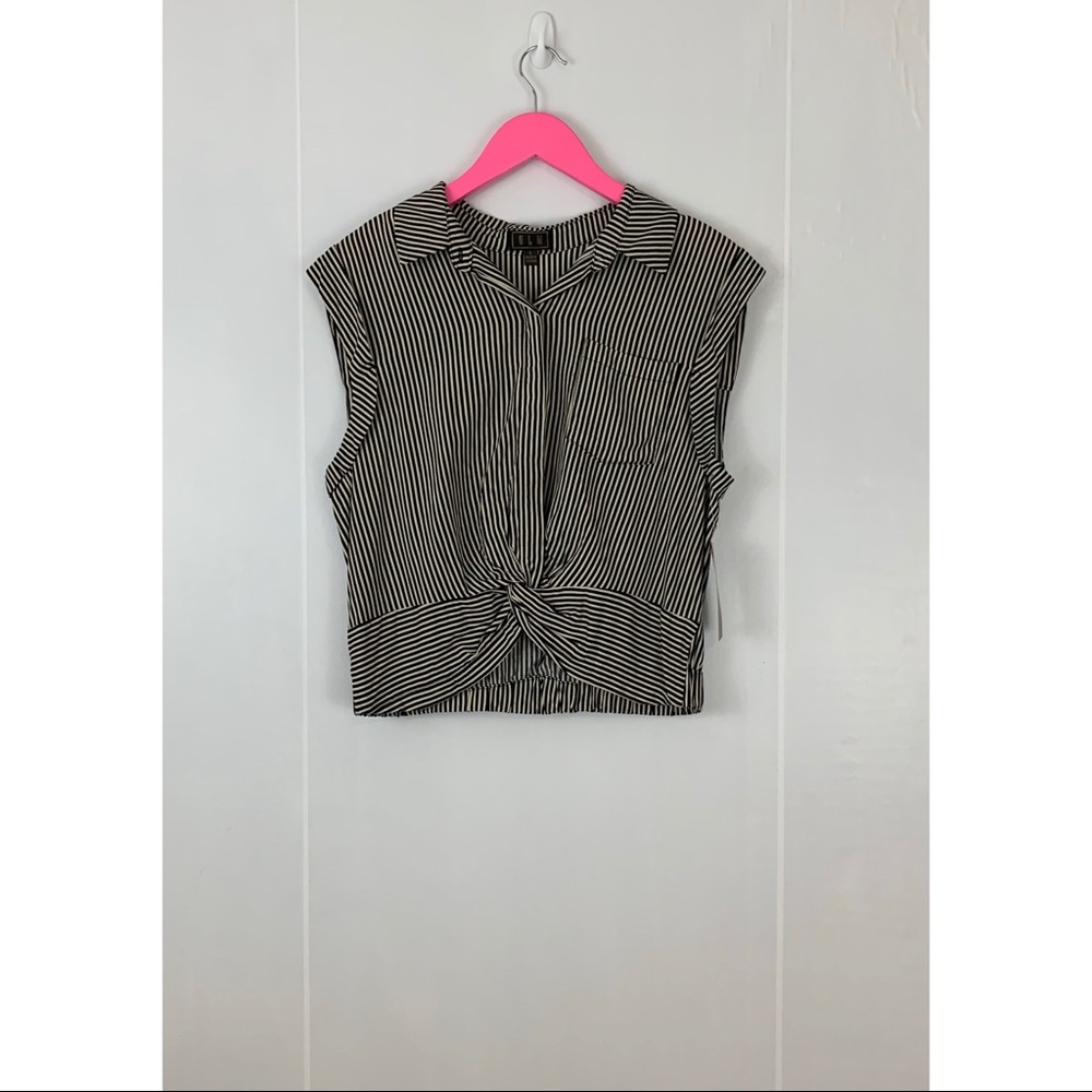 NWT OLM Black & White Striped Top